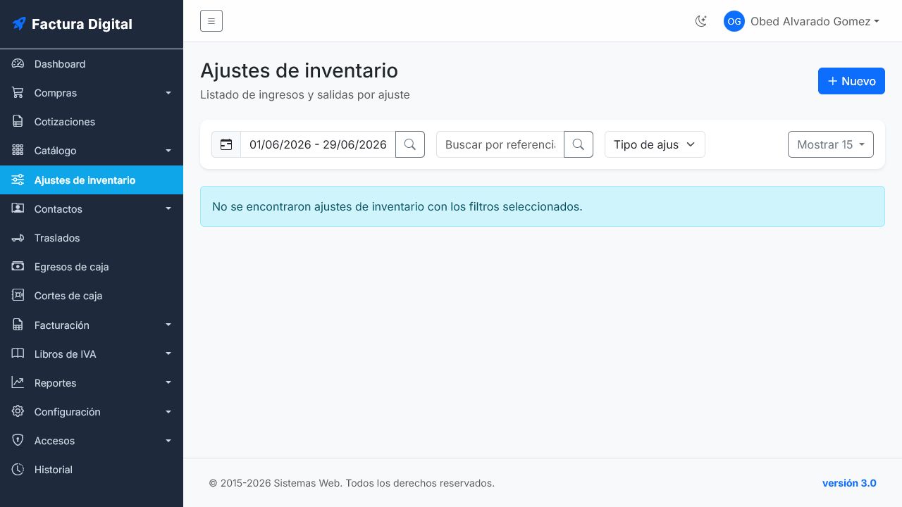 Ajustes de inventario