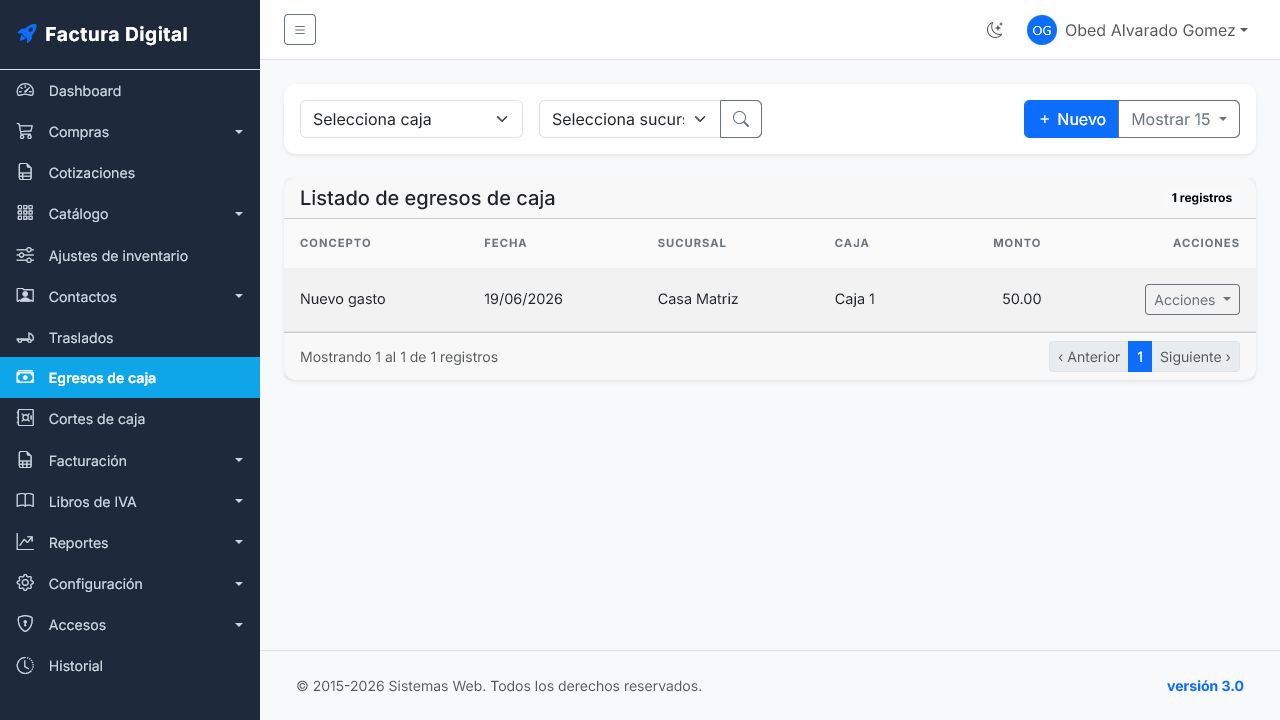 Egresos de caja
