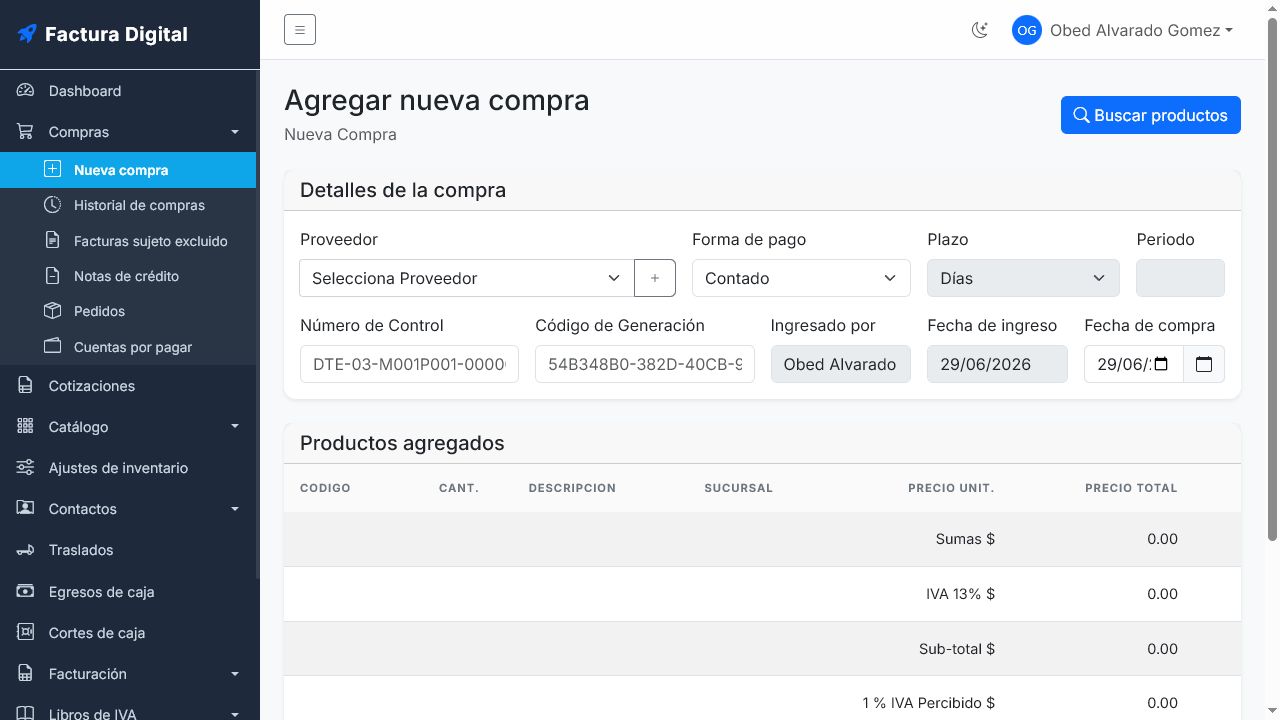 Nueva compra